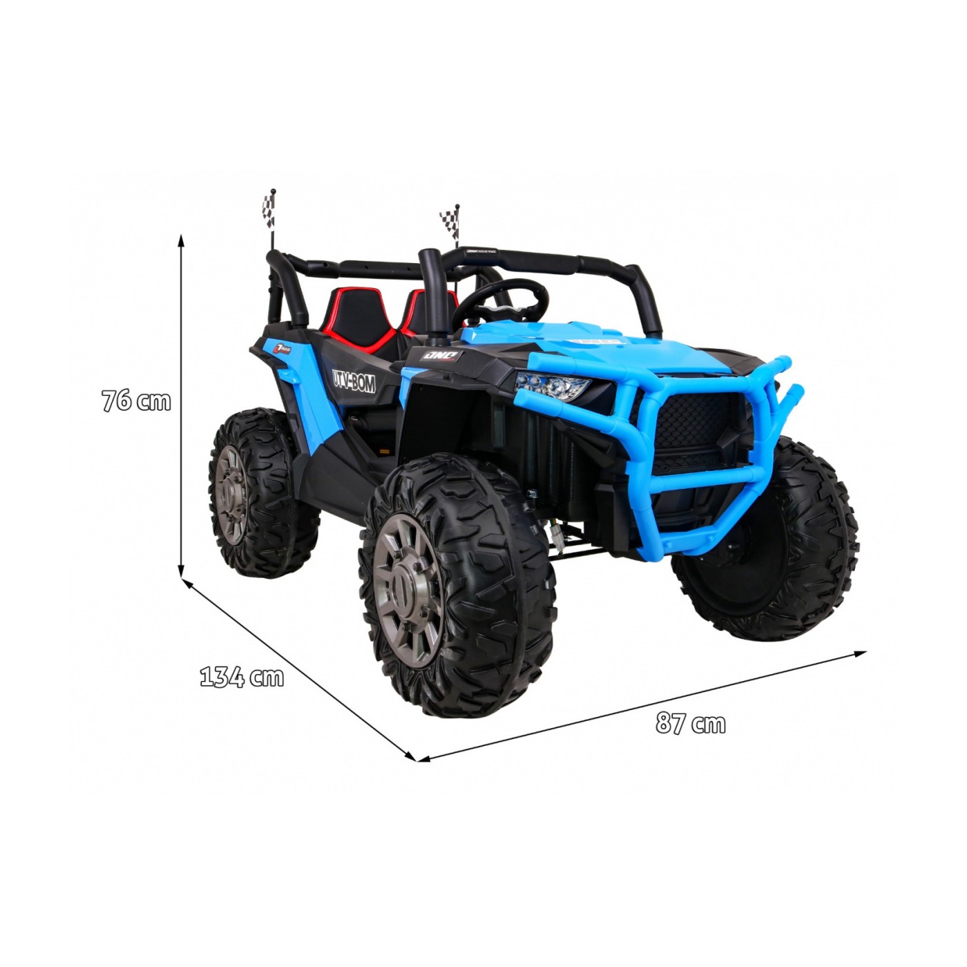 Buggy Racer pre deti Modrý + Pohon 4x4 + Ovládač + Pomalý štart + Kufor + EVA + LED MP3