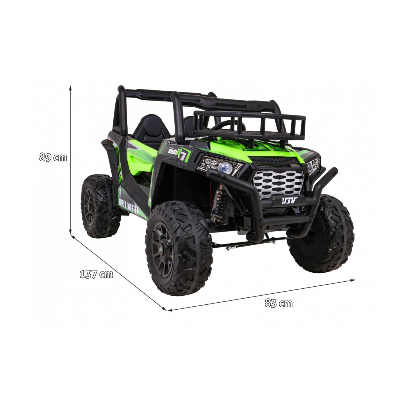 Buggy UTV Terénka pre deti Zelená + Ovládač + Kufor + Pomalý štart + EVA + MP3 LED