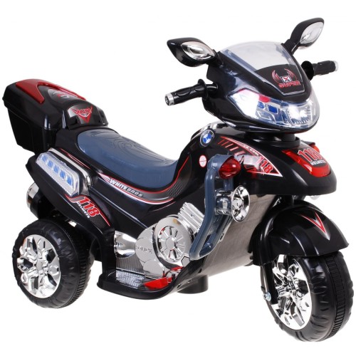 Motorka F928 na batériu pre deti Čierna + Kufor + Svietidlá + Klaxon + Melódie