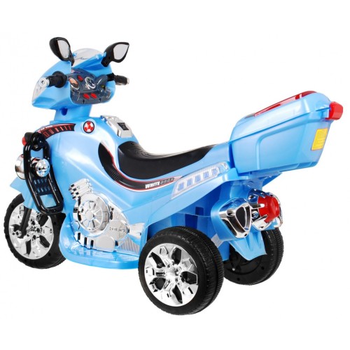 Motorka F928 na batériu pre deti Modrá + Kufor + Svietidlá + Klaxon + Melódie
