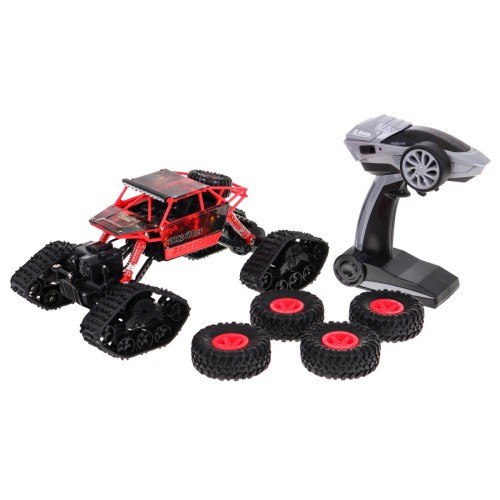 Diaľkovo ovládaný Crawler 2v1 pre deti 8+ Vymeniteľné kolesá + pásové pohony Pohon 4x4