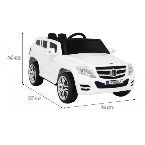 Autíčko City Rider pre deti Biele + Ovládač + Nastaviteľný volant + Pomalý štart + MP3 USB + LED