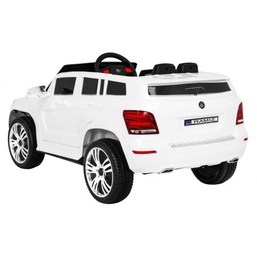 Autíčko City Rider pre deti Biele + Ovládač + Nastaviteľný volant + Pomalý štart + MP3 USB + LED