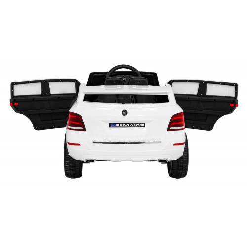 Autíčko City Rider pre deti Biele + Ovládač + Nastaviteľný volant + Pomalý štart + MP3 USB + LED