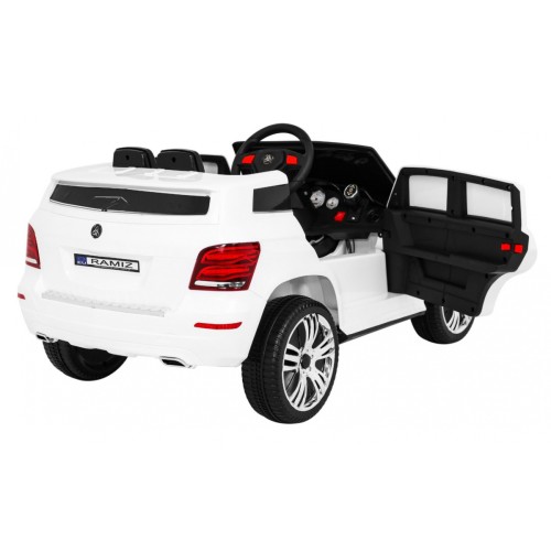 Autíčko City Rider pre deti Biele + Ovládač + Nastaviteľný volant + Pomalý štart + MP3 USB + LED