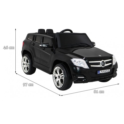 Autíčko City Rider pre deti Čierne + Ovládač + Nastaviteľný volant + Pomalý štart + MP3 USB + LED