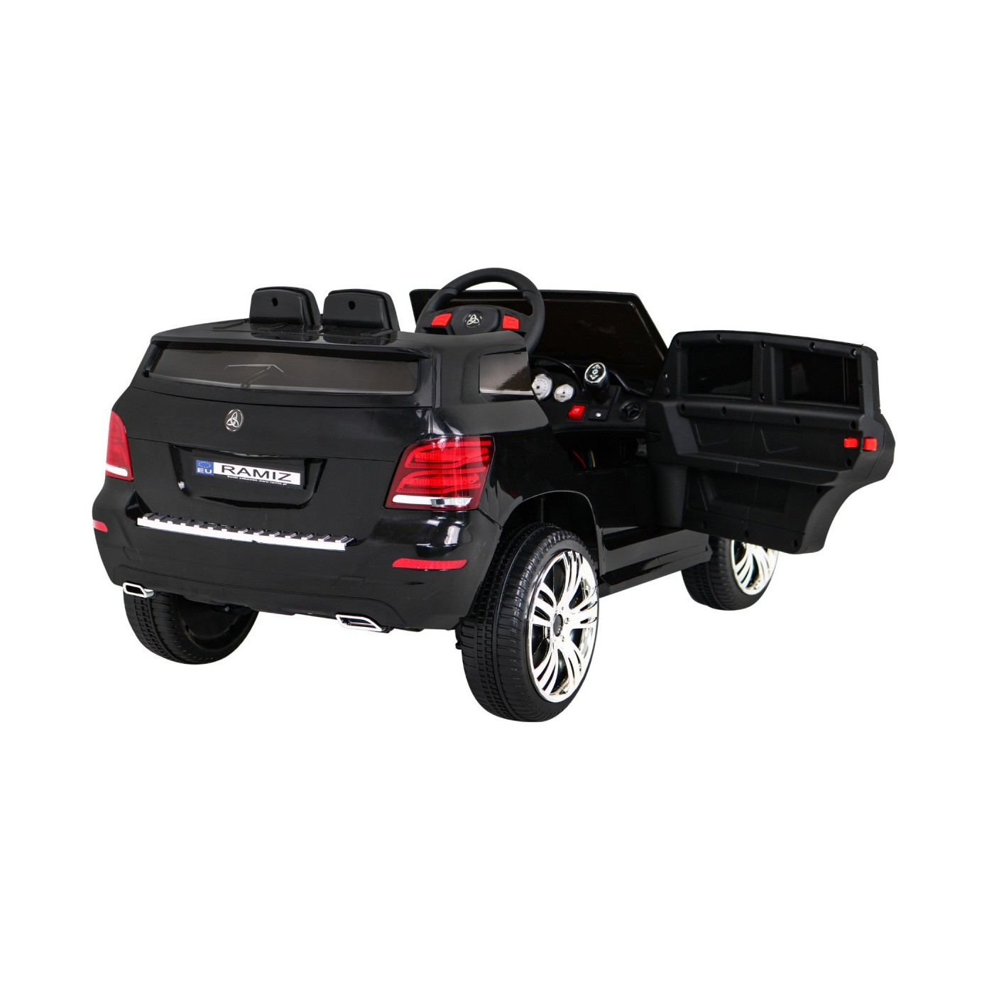 Autíčko City Rider pre deti Čierne + Ovládač + Nastaviteľný volant + Pomalý štart + MP3 USB + LED