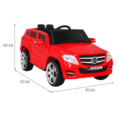 Autíčko City Rider pre deti Červené + Ovládač + Nastaviteľný volant + Pomalý štart + MP3 USB + LED