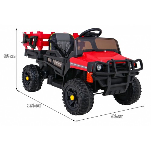 Autíčko Farmer Pick-up pre deti Červený + Ovládač + Kufor + Lopata + EVA + MP3 LED