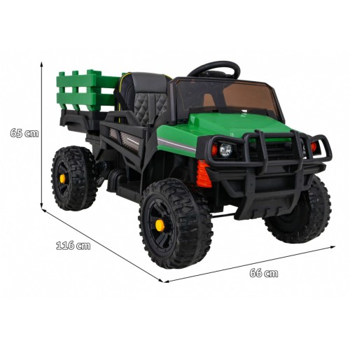 Autíčko Farmer Pick-up pre deti Zelený + Ovládač + Kufor + Lopata + EVA + MP3 LED