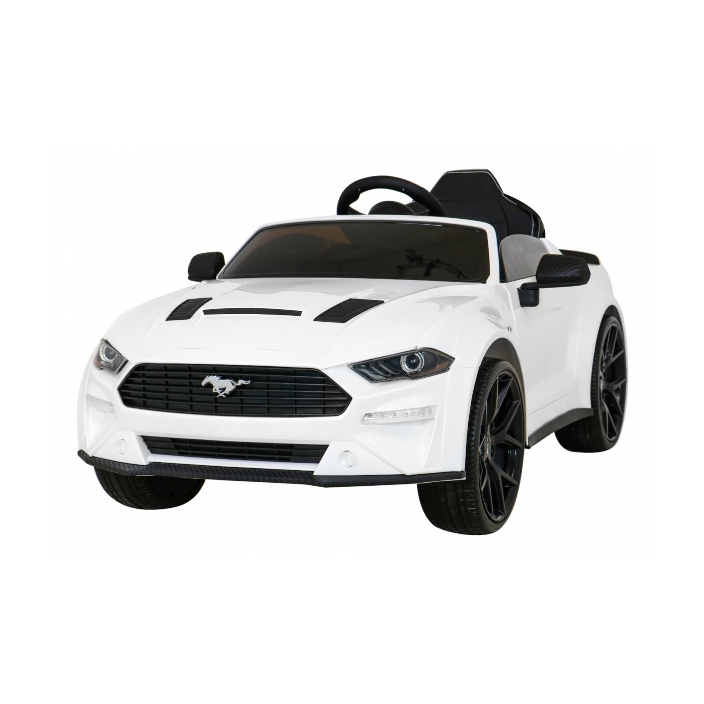 Autíčko Ford Mustang GT na batériu pre deti Biely + Nastaviteľné sedadlo + Audio LED + EVA + Pomalý štart