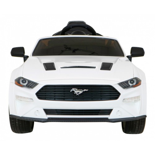 Autíčko Ford Mustang GT na batériu pre deti Biely + Nastaviteľné sedadlo + Audio LED + EVA + Pomalý štart