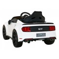 Autíčko Ford Mustang GT na batériu pre deti Biely + Nastaviteľné sedadlo + Audio LED + EVA + Pomalý štart