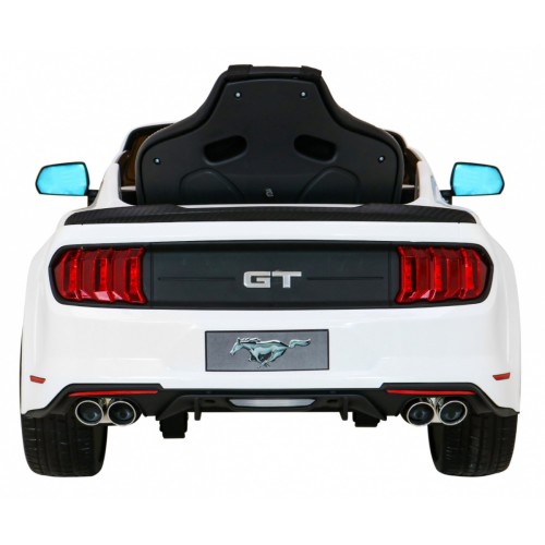 Autíčko Ford Mustang GT na batériu pre deti Biely + Nastaviteľné sedadlo + Audio LED + EVA + Pomalý štart
