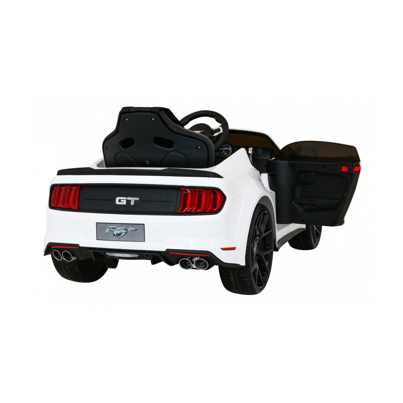 Autíčko Ford Mustang GT na batériu pre deti Biely + Nastaviteľné sedadlo + Audio LED + EVA + Pomalý štart