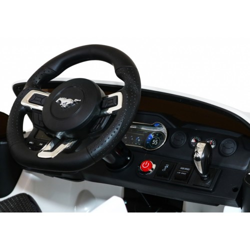 Autíčko Ford Mustang GT na batériu pre deti Biely + Nastaviteľné sedadlo + Audio LED + EVA + Pomalý štart