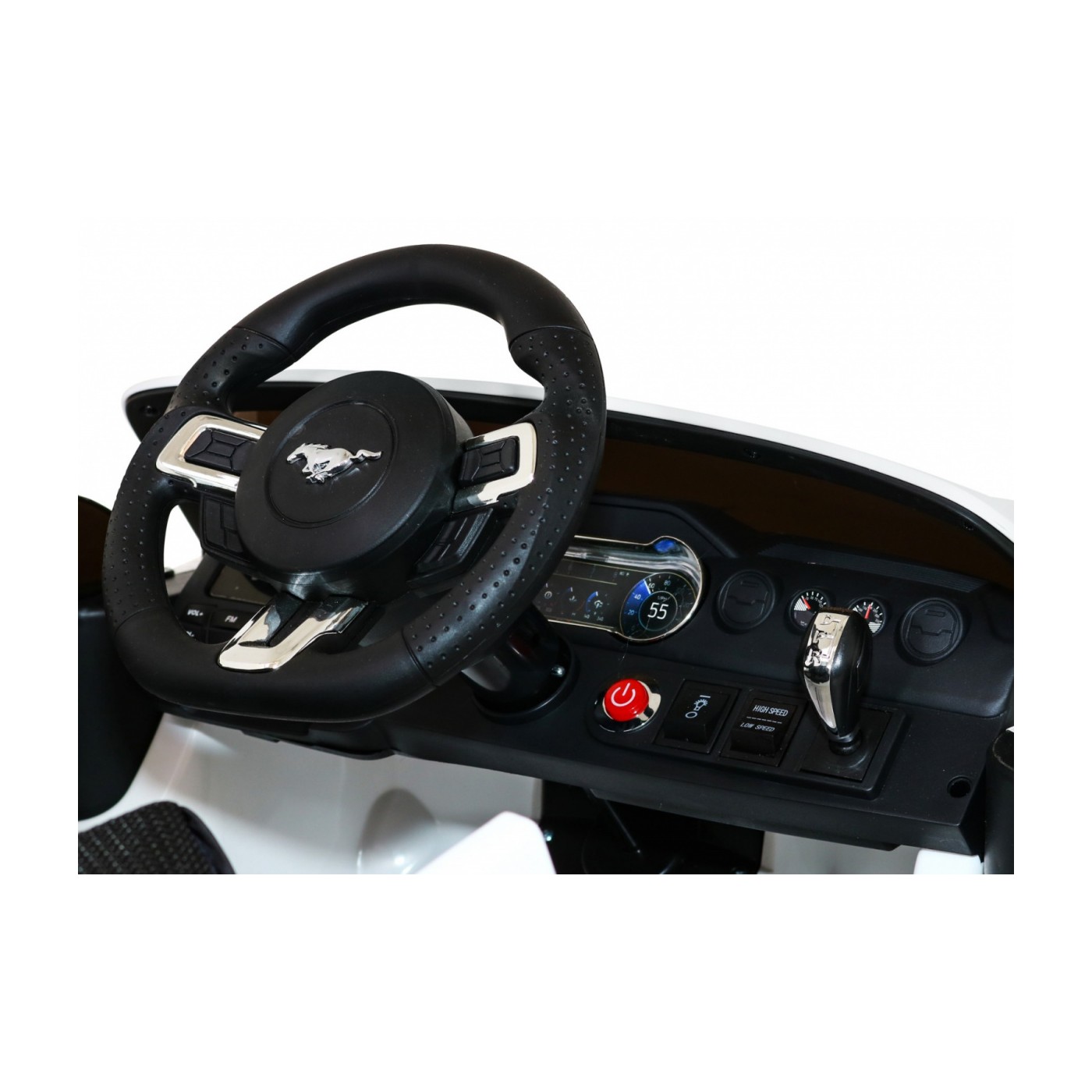 Autíčko Ford Mustang GT na batériu pre deti Biely + Nastaviteľné sedadlo + Audio LED + EVA + Pomalý štart