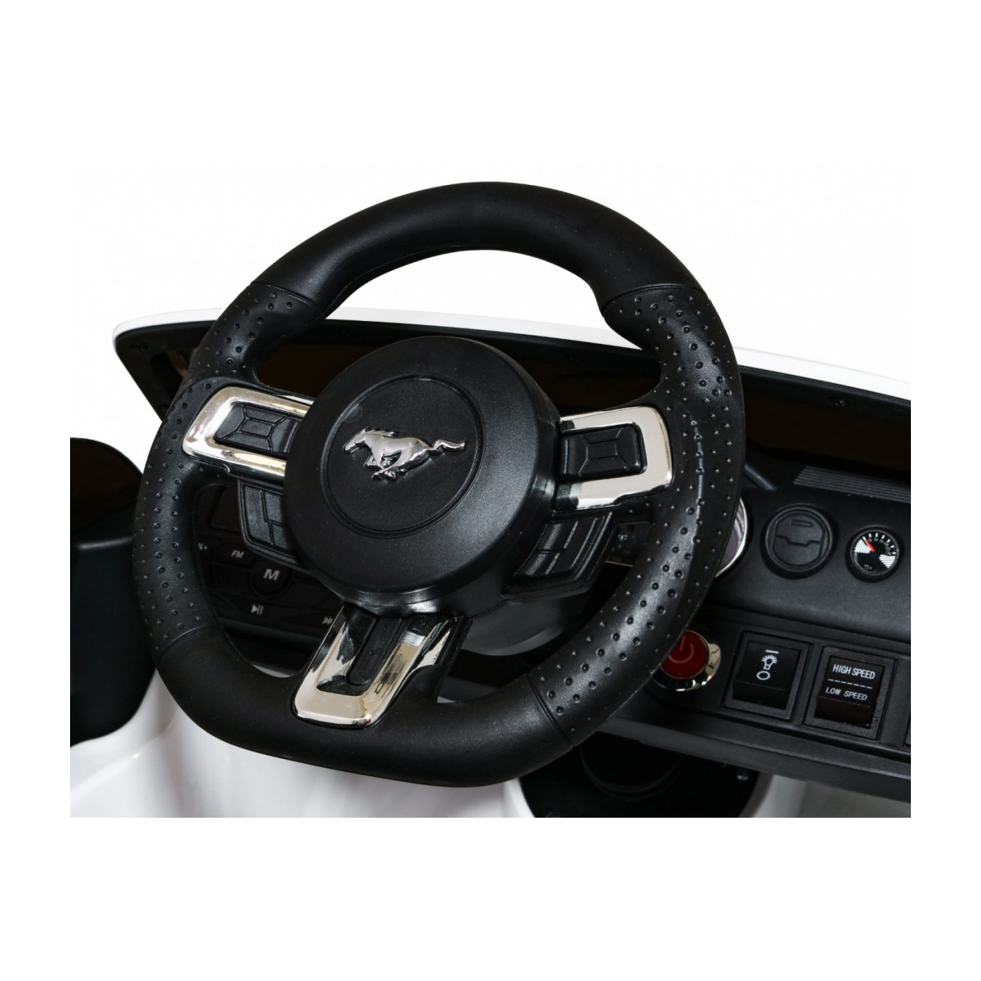 Autíčko Ford Mustang GT na batériu pre deti Biely + Nastaviteľné sedadlo + Audio LED + EVA + Pomalý štart