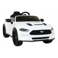 Autíčko Ford Mustang GT na batériu pre deti Biely + Nastaviteľné sedadlo + Audio LED + EVA + Pomalý štart