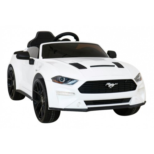 Autíčko Ford Mustang GT na batériu pre deti Biely + Nastaviteľné sedadlo + Audio LED + EVA + Pomalý štart