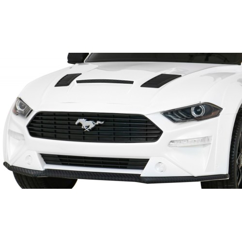 Autíčko Ford Mustang GT na batériu pre deti Biely + Nastaviteľné sedadlo + Audio LED + EVA + Pomalý štart