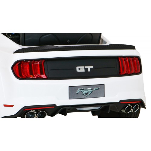 Autíčko Ford Mustang GT na batériu pre deti Biely + Nastaviteľné sedadlo + Audio LED + EVA + Pomalý štart