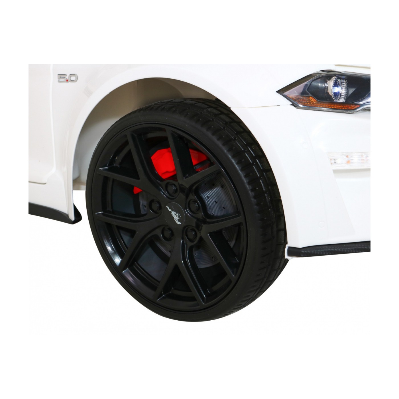 Autíčko Ford Mustang GT na batériu pre deti Biely + Nastaviteľné sedadlo + Audio LED + EVA + Pomalý štart