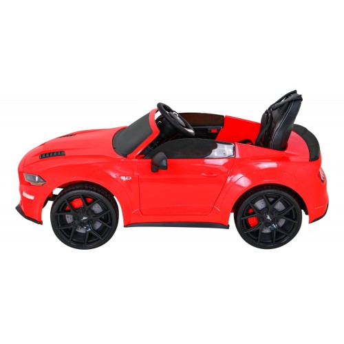 Autíčko Ford Mustang GT na batériu pre deti Červený + Nastaviteľné sedadlo + Audio LED + EVA + Pomalý štart