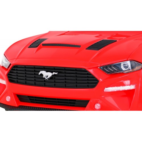 Autíčko Ford Mustang GT na batériu pre deti Červený + Nastaviteľné sedadlo + Audio LED + EVA + Pomalý štart