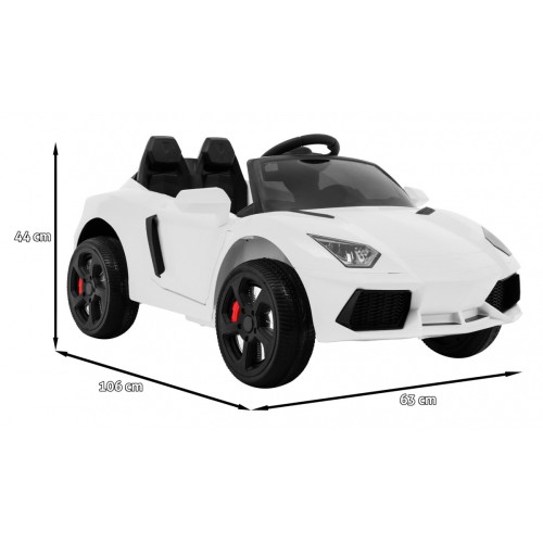 Autíčko Future na batériu pre deti Biele + Ovládač + Pomalý štart + EVA + MP3 USB + LED