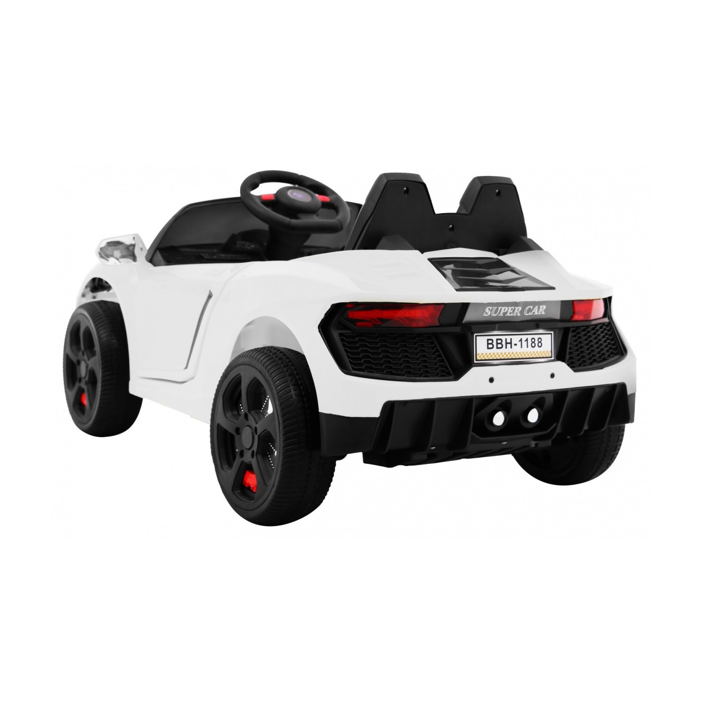 Autíčko Future na batériu pre deti Biele + Ovládač + Pomalý štart + EVA + MP3 USB + LED