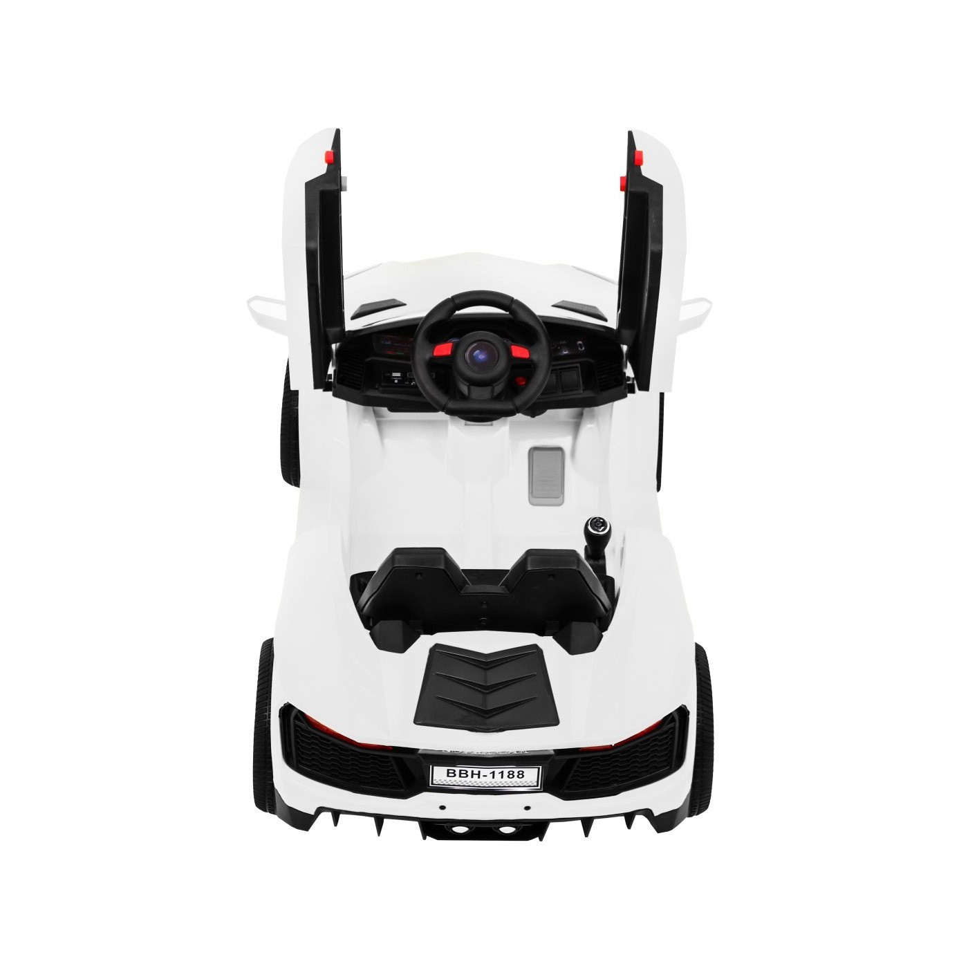 Autíčko Future na batériu pre deti Biele + Ovládač + Pomalý štart + EVA + MP3 USB + LED