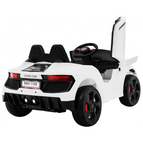 Autíčko Future na batériu pre deti Biele + Ovládač + Pomalý štart + EVA + MP3 USB + LED