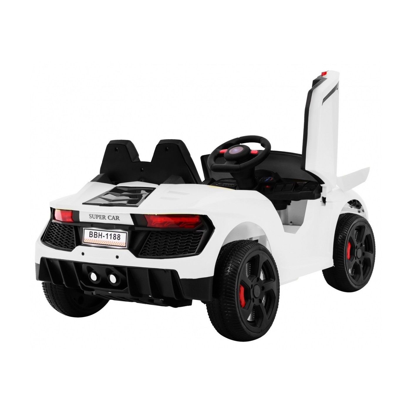 Autíčko Future na batériu pre deti Biele + Ovládač + Pomalý štart + EVA + MP3 USB + LED