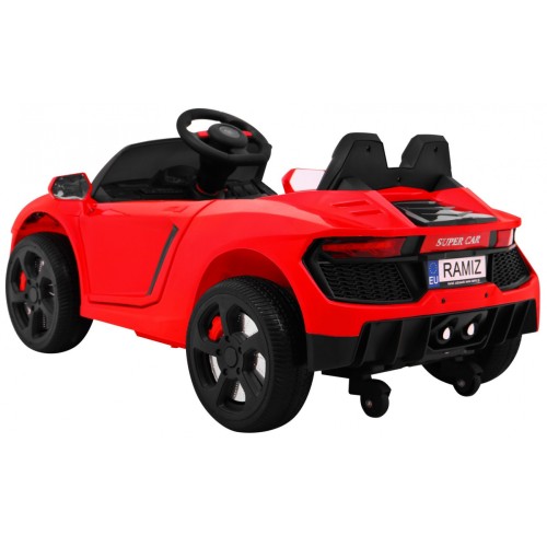 Autíčko Future na batériu pre deti Červené + Ovládač + Pomalý štart + EVA + MP3 USB + LED