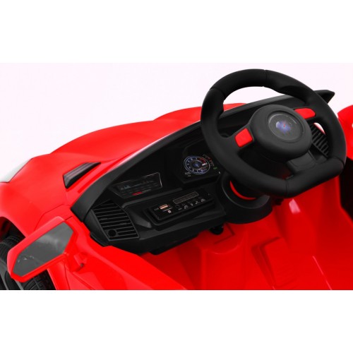 Autíčko Future na batériu pre deti Červené + Ovládač + Pomalý štart + EVA + MP3 USB + LED