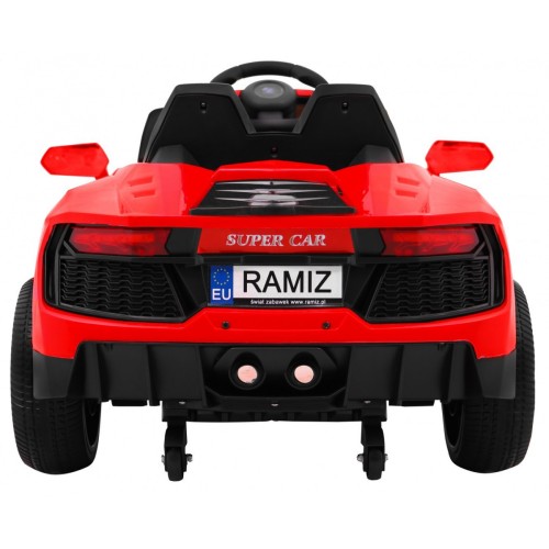 Autíčko Future na batériu pre deti Červené + Ovládač + Pomalý štart + EVA + MP3 USB + LED