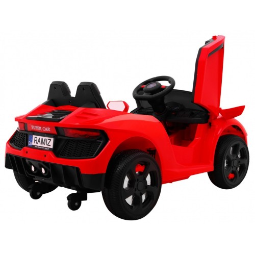 Autíčko Future na batériu pre deti Červené + Ovládač + Pomalý štart + EVA + MP3 USB + LED