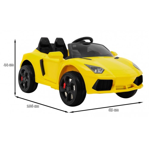 Autíčko Future na batériu pre deti Žlté + Ovládač + Pomalý štart + EVA + MP3 USB + LED