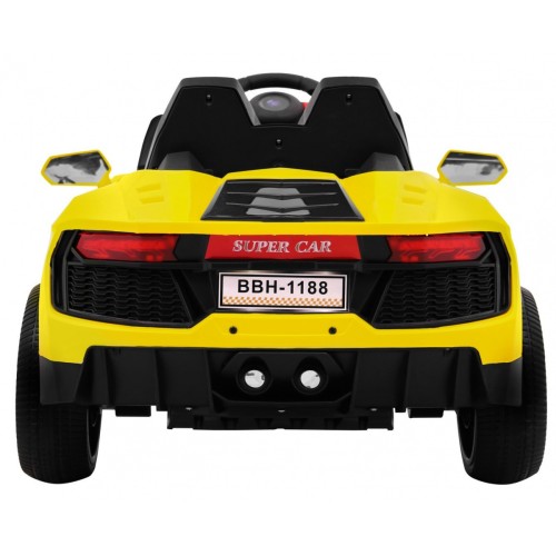 Autíčko Future na batériu pre deti Žlté + Ovládač + Pomalý štart + EVA + MP3 USB + LED