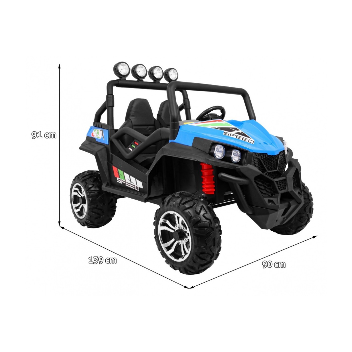 Terénne Grand Buggy Lift pre deti Modré + Pohon 4x4 + Ovládač + Batožinový priestor + Rádio MP3 + LED