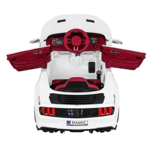 Autíčko GT šport na batériu pre deti Biele + Ovládač + Pomalý štart + Batožinový priestor + MP3 LED