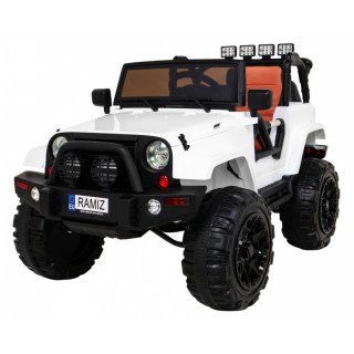 Auto na batériu All Terrain pre deti Biely Terénny typ jeep + Ovládač + Svietidlá Zvuky
