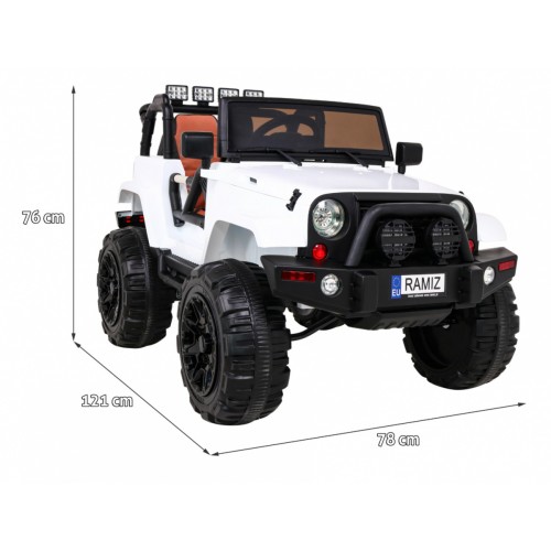 Auto na batériu All Terrain pre deti Biely Terénny typ jeep + Ovládač + Svietidlá Zvuky