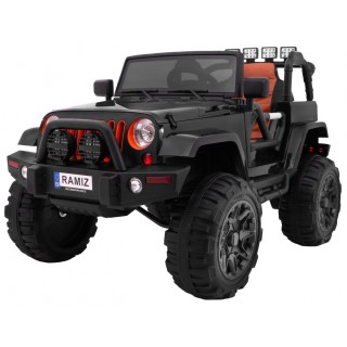 Auto na batériu All Terrain pre deti Čierny Terénny typ jeep + Ovládač + Svietidlá Zvuky