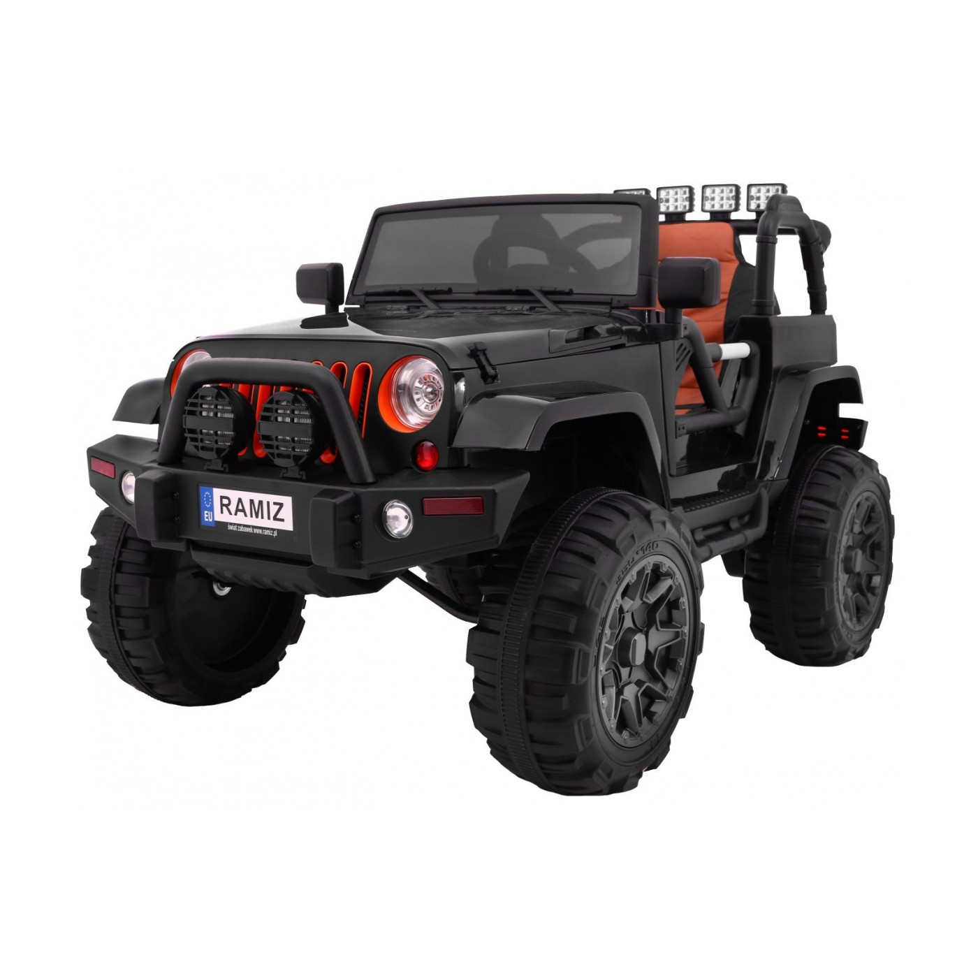 Auto na batériu All Terrain pre deti Čierny Terénny typ jeep + Ovládač + Svietidlá Zvuky