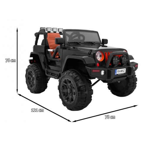 Auto na batériu All Terrain pre deti Čierny Terénny typ jeep + Ovládač + Svietidlá Zvuky