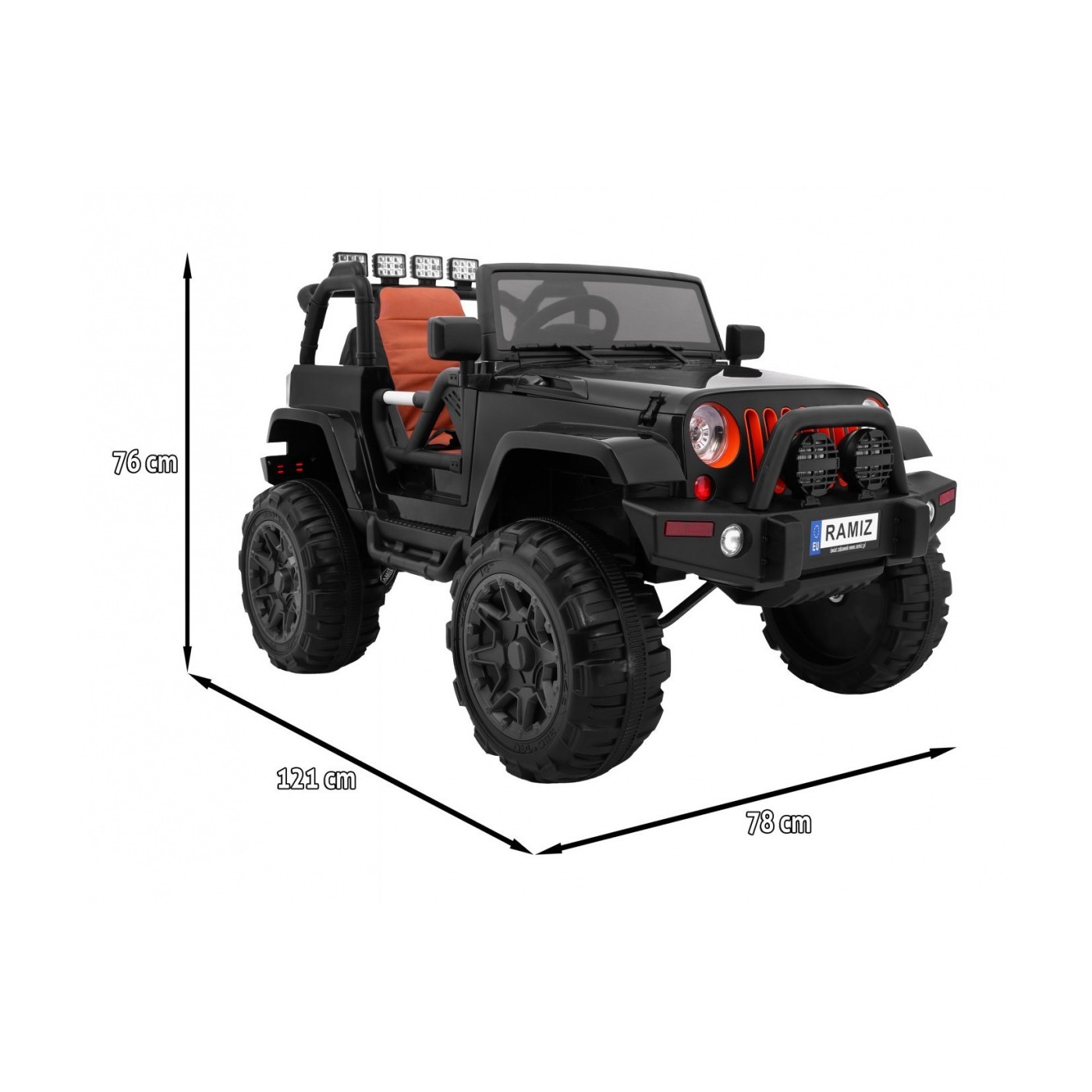 Auto na batériu All Terrain pre deti Čierny Terénny typ jeep + Ovládač + Svietidlá Zvuky