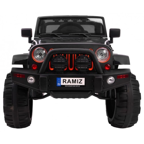 Auto na batériu All Terrain pre deti Čierny Terénny typ jeep + Ovládač + Svietidlá Zvuky