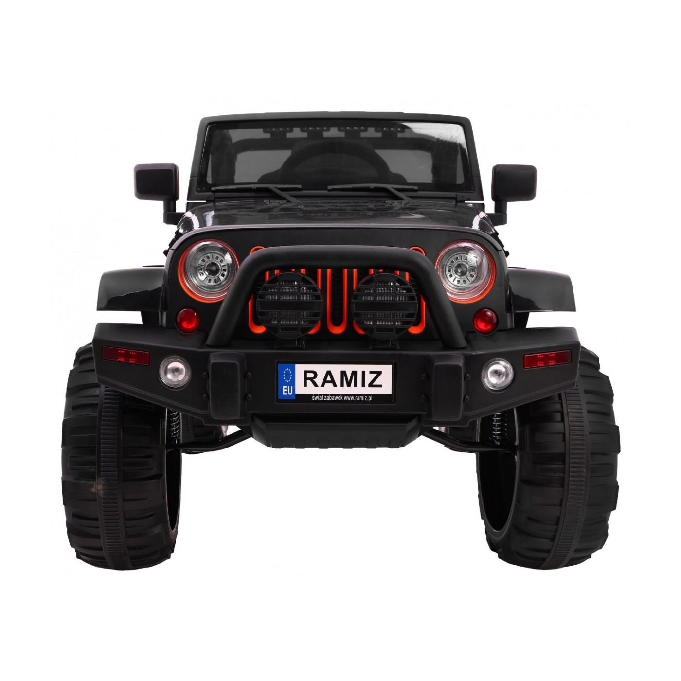 Auto na batériu All Terrain pre deti Čierny Terénny typ jeep + Ovládač + Svietidlá Zvuky